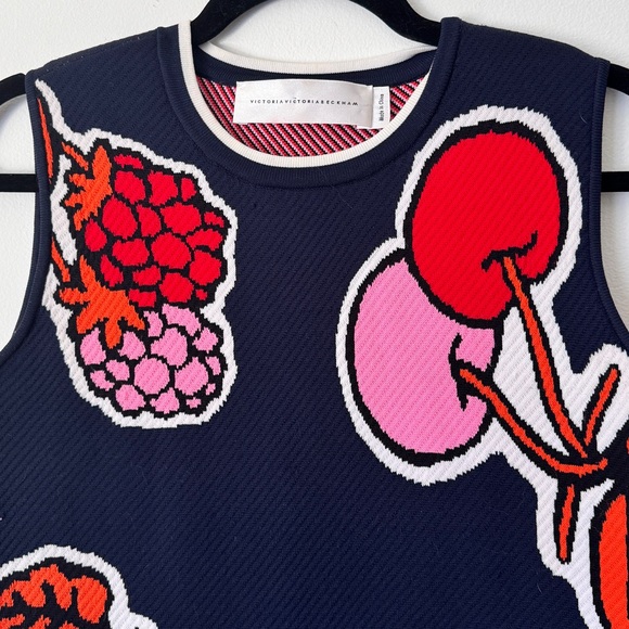 🍓Victoria Beckham, fruit pattern shift dress, s/s 17 in navy - Picture 6 of 14